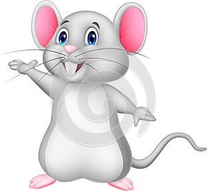 Cute mouse cartoon waving