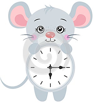 Cute mouse with clock inside