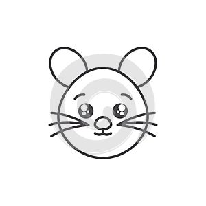 Cute mouse domestic animal head line style icon