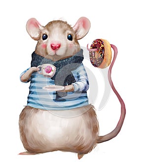 Cute mouse with donut