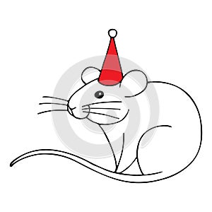 Cute mouse, hand drawn vector illustration isolated on white.