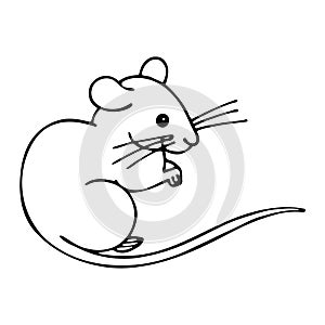 Cute mouse, hand drawn vector illustration isolated on white.