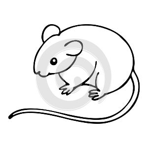 Cute mouse, hand drawn vector illustration isolated on white.