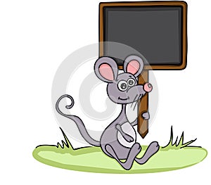 Cute mouse holding a chalkboard