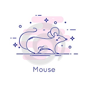 Cute mouse icon in thin line flat design. Vector