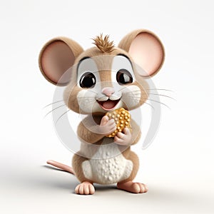 Cute 3d Clay Mouse Holding Cookie - Daz3d Style Illustration photo