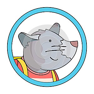 Cute mouse with school bag vector cartoon illustration in circle frame. Primary school concept