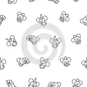 Cute mouse. Seamless pattern. Coloring Page