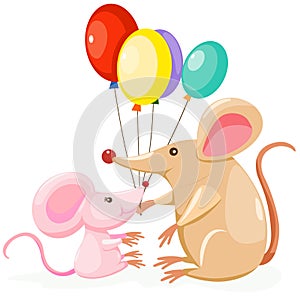 Cute mouses with balloon