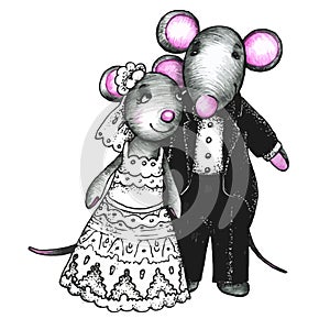 Cute mouses in love