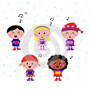 Cute multicultural singing & caroling Kids