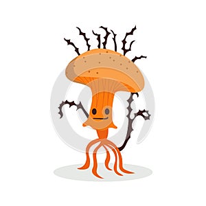 Cute mushroom. Cartoon fungus cordyceps. Mushroom spread concept