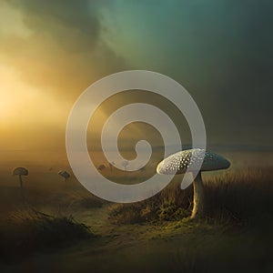 Cute mushroom growing wild - ai generated image