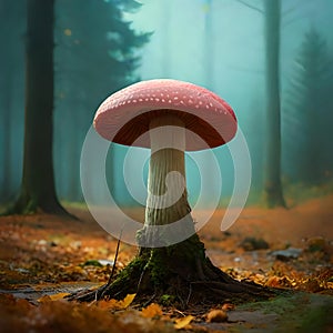 Cute mushroom growing wild - ai generated image