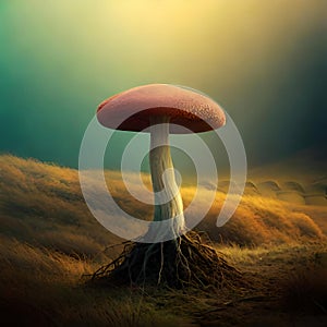 Cute mushroom growing wild - ai generated image