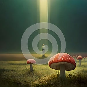 Cute mushroom growing wild - ai generated image