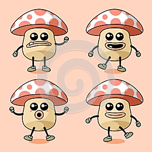 cute mushroom mascot logo vector illustration