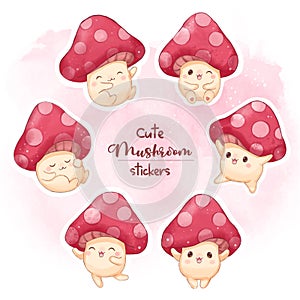 Cute Mushroom sticker Set