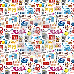 Cute music icon seamless pattern