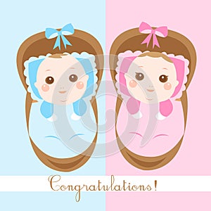 Cute new born babies shower card