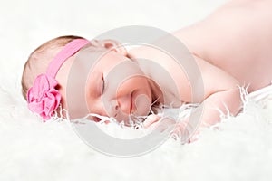 Cute newborn girl sleeping