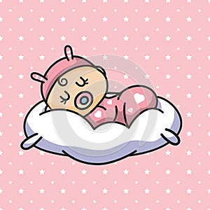 Cute newborn sleeping on pillow seamless pattern