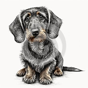 Cute nice dog breed wire-haired dachshund isolated on white close-up, beautiful pet,