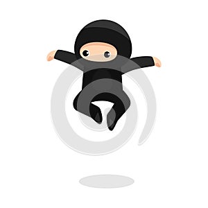 Cute ninja bouncing isolated on white background