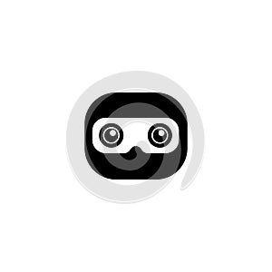 Cute Ninja Head Logo Concept, Black Ninja Design Template, Superhero Character, Kid Ninja Vector Icon
