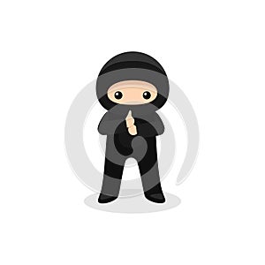 Cute ninja standing in Shinobi Power posture isolated with on white background photo