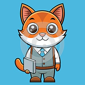 Cute novelist cat cute antropomorphic vector EPS