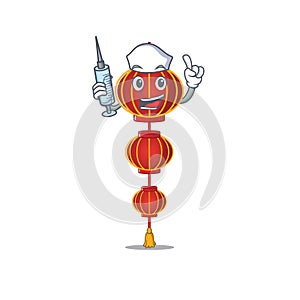 Cute Nurse lampion chinese lantern character cartoon style with syringe