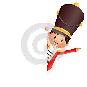 Cute Nutcracker peeking on right side - vector illustration isolated on transparent background