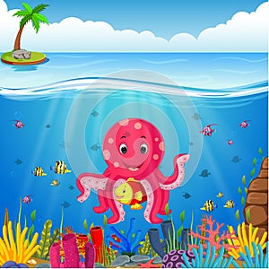 Cute octopus under the sea