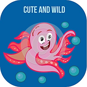 cute Octopus vector design. under sea cute animal, hand drawn