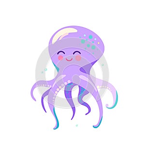 Cute octopus vector illustration isolated on white