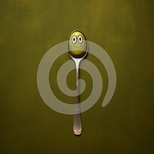 Cute Olive Spoon With Shiny Eyes - Matthias Haker Style