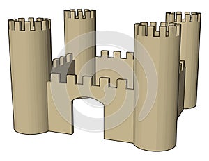 Cute open castle strength and safety vector or color illustration