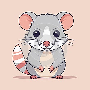 Cute opossum animal cartoon illustration vector artwork