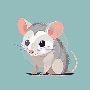 Cute opossum animal cartoon illustration vector artwork