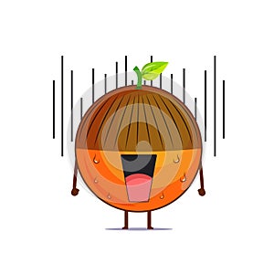 Cute orange character fright and got shocked isolated on white background. Orange character emoticon illustration