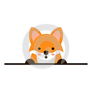 Cute orange fox icon. Adorable vector animal. Cartoon fox
