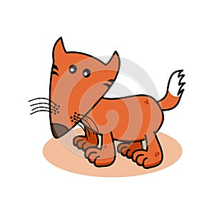 A cute orange fox with little shadow on white background - vector