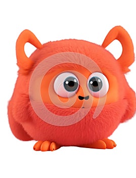 Cute orange furry monster on a transparent background