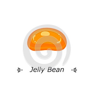 Cute orange jelly bean candy. Vector illustration icon isolated on white background