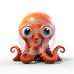 Cute Orange Octopus Model: Realistic 3d Pixar Style Baby Octopus photo