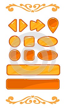 Cute orange vector game user interface