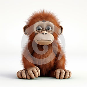 Cute Orangutan 3d Clay Render: Daring Experimentation And Intense Gaze