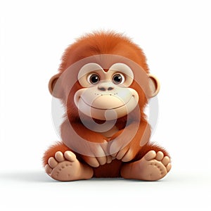 Cute Orangutan 3d Illustration: Smiling Cartoon With Child-like Innocence