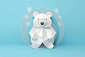 cute origami ice bear AI generated